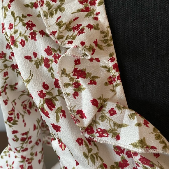 NEW floral summer mini dress front tie ruffled keyhole cutout pinup retro LARGE - Picture 8 of 16